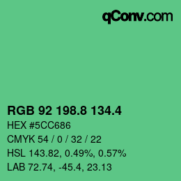 カラーコード: RGB 92 198.8 134.4 | qconv.com
