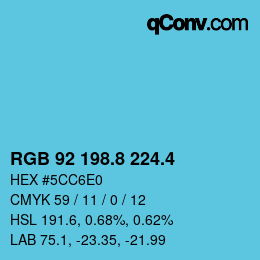 カラーコード: RGB 92 198.8 224.4 | qconv.com