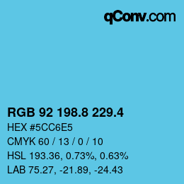 カラーコード: RGB 92 198.8 229.4 | qconv.com