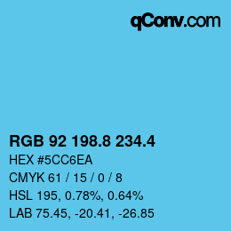 カラーコード: RGB 92 198.8 234.4 | qconv.com
