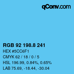 カラーコード: RGB 92 198.8 241 | qconv.com