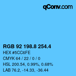 カラーコード: RGB 92 198.8 254.4 | qconv.com