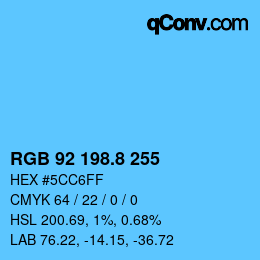 カラーコード: RGB 92 198.8 255 | qconv.com
