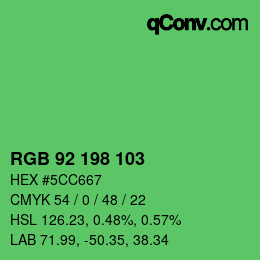 カラーコード: RGB 92 198 103 | qconv.com