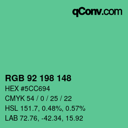 Color code: RGB 92 198 148 | qconv.com
