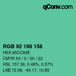 カラーコード: RGB 92 198 158 | qconv.com