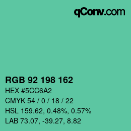 カラーコード: RGB 92 198 162 | qconv.com