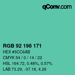 Color code: RGB 92 198 171 | qconv.com