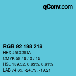 Color code: RGB 92 198 218 | qconv.com