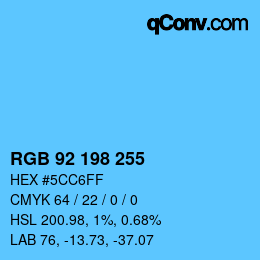 カラーコード: RGB 92 198 255 | qconv.com