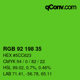 Color code: RGB 92 198 35 | qconv.com