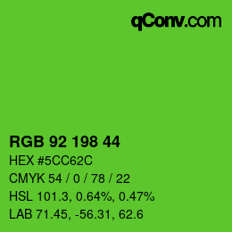 カラーコード: RGB 92 198 44 | qconv.com