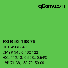 カラーコード: RGB 92 198 76 | qconv.com