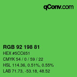 Color code: RGB 92 198 81 | qconv.com