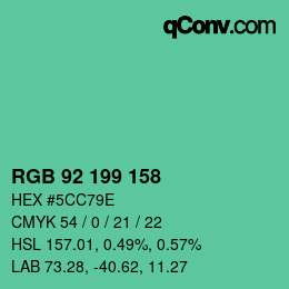 颜色代码: RGB 92 199 158 | qconv.com