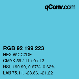 Color code: RGB 92 199 223 | qconv.com