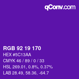 カラーコード: RGB 92 19 170 | qconv.com