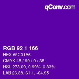 カラーコード: RGB 92 1 166 | qconv.com