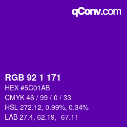 Color code: RGB 92 1 171 | qconv.com