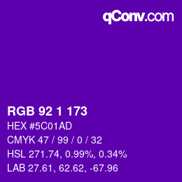 颜色代码: RGB 92 1 173 | qconv.com