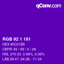 カラーコード: RGB 92 1 181 | qconv.com