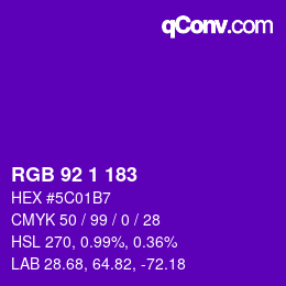 颜色代码: RGB 92 1 183 | qconv.com