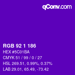 Color code: RGB 92 1 186 | qconv.com