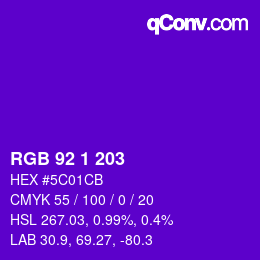 Color code: RGB 92 1 203 | qconv.com