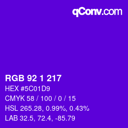 Color code: RGB 92 1 217 | qconv.com