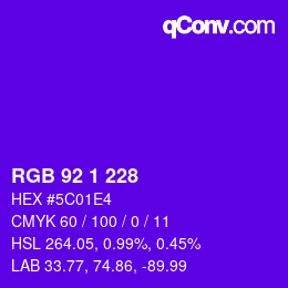 Color code: RGB 92 1 228 | qconv.com