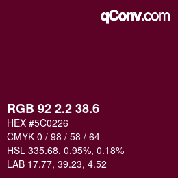 カラーコード: RGB 92 2.2 38.6 | qconv.com