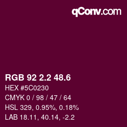カラーコード: RGB 92 2.2 48.6 | qconv.com