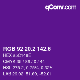 カラーコード: RGB 92 20.2 142.6 | qconv.com