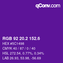 カラーコード: RGB 92 20.2 152.6 | qconv.com