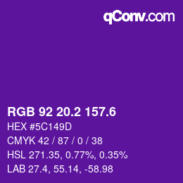 カラーコード: RGB 92 20.2 157.6 | qconv.com