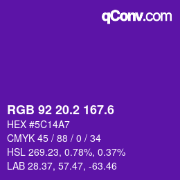 カラーコード: RGB 92 20.2 167.6 | qconv.com