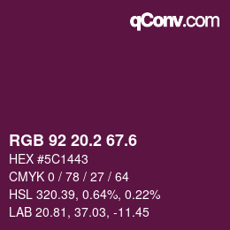 カラーコード: RGB 92 20.2 67.6 | qconv.com