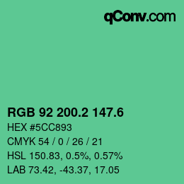 カラーコード: RGB 92 200.2 147.6 | qconv.com