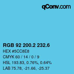 カラーコード: RGB 92 200.2 232.6 | qconv.com