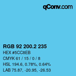 カラーコード: RGB 92 200.2 235 | qconv.com
