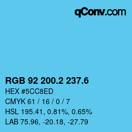カラーコード: RGB 92 200.2 237.6 | qconv.com
