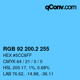 カラーコード: RGB 92 200.2 255 | qconv.com