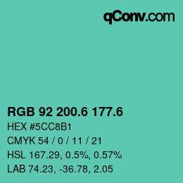 カラーコード: RGB 92 200.6 177.6 | qconv.com