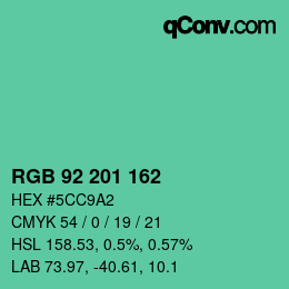 カラーコード: RGB 92 201 162 | qconv.com