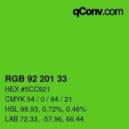 Color code: RGB 92 201 33 | qconv.com