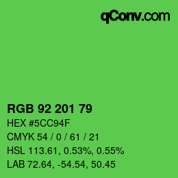 Color code: RGB 92 201 79 | qconv.com