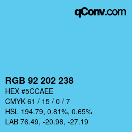 Color code: RGB 92 202 238 | qconv.com