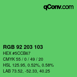 カラーコード: RGB 92 203 103 | qconv.com