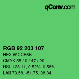 Color code: RGB 92 203 107 | qconv.com