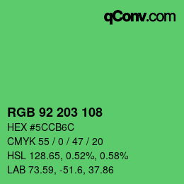 Color code: RGB 92 203 108 | qconv.com